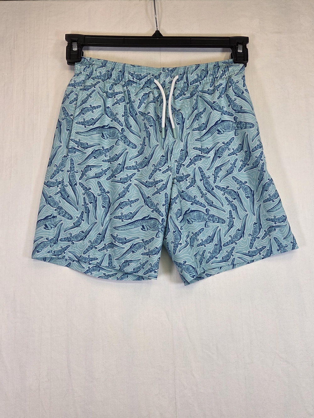 Southern Tide Boys Medium Alligator Print Swim Trunks Blue. #0337